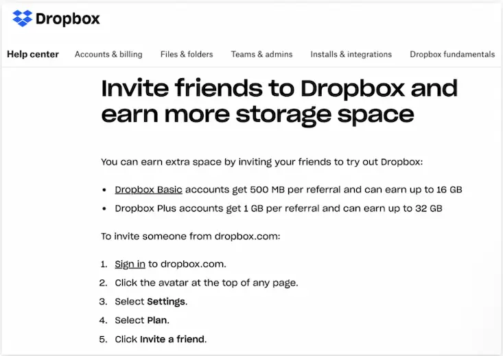 Earn extra storage space on Dropbox by inviting friends to join!