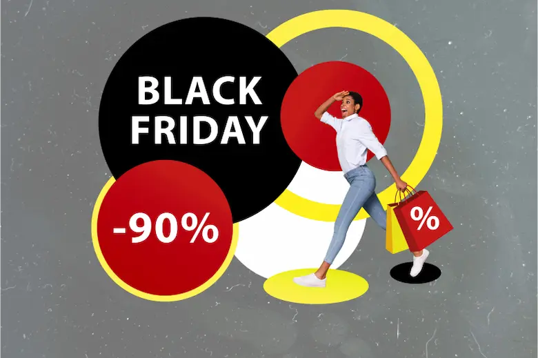 The images shows a offer for black friday for online shopping