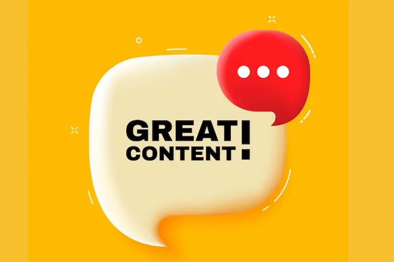  Speech bubble with speech bubble icon, symbolizing great content
