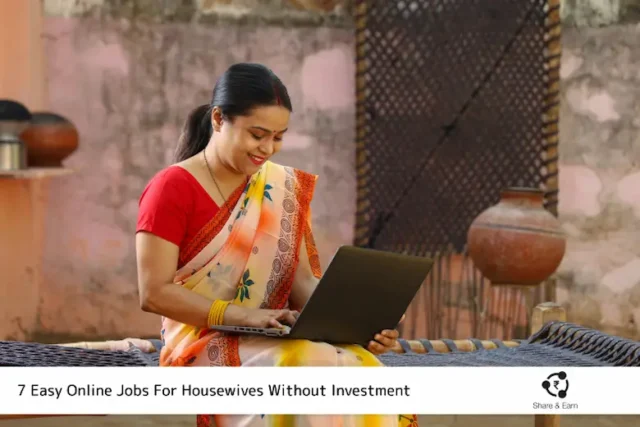 A woman in a sari sitting on a couch with a laptop shows online jobs for housewives