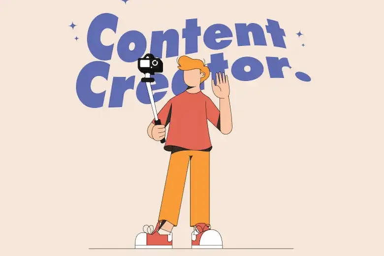 A cartoon man with a camera, representing start your youtube channel