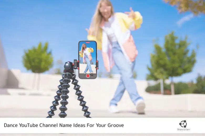 A woman taking a selfie with her phone shows to dance youtube channel name