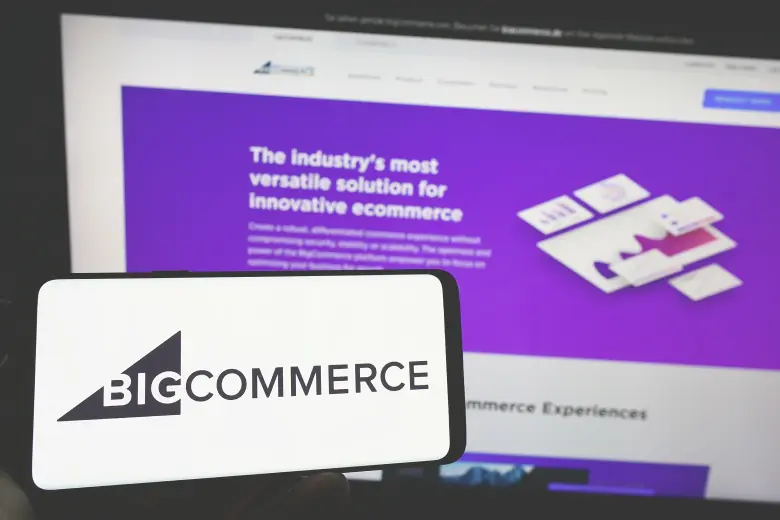 Monitor Shows the Bigcommerce site on it