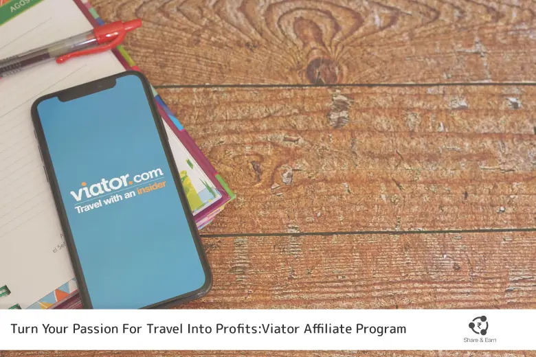 A mobile phone that Represents Viator Affiliate Marketing Logo